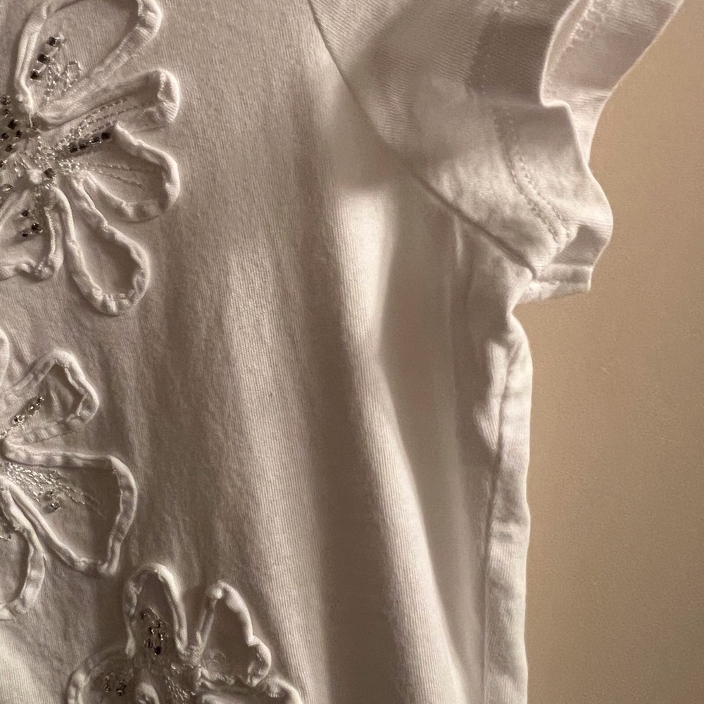 Esprit White Short Sleeve Ruffled Tee - Picture 4 of 5